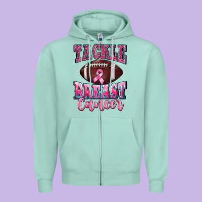 Tackle Breast Cancer Zipper Hoodie Designed By Barkaloodesign