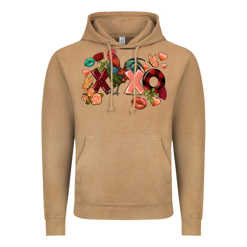 Rooster Valentine's Day Xoxo Vintage Hoodie by FaDigitalArtStudio | Teevron