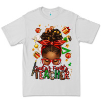 Dove Grey santa's favorite teacher afro messy bun Premium Tee - texasbilliewilder
