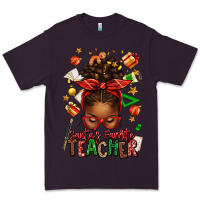 Plum santa's favorite teacher afro messy bun Premium Tee - texasbilliewilder