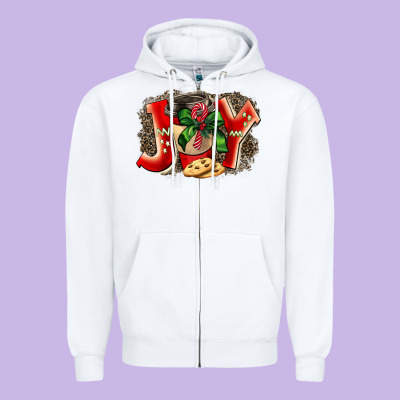 Christmas Joy Coffee Zipper Hoodie Designed By Barkaloodesign
