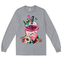 Heather Grey Mexican Day Of The Dead Skulls Coffee Cup Long Sleeve Tee - FaDigitalArtStudio
