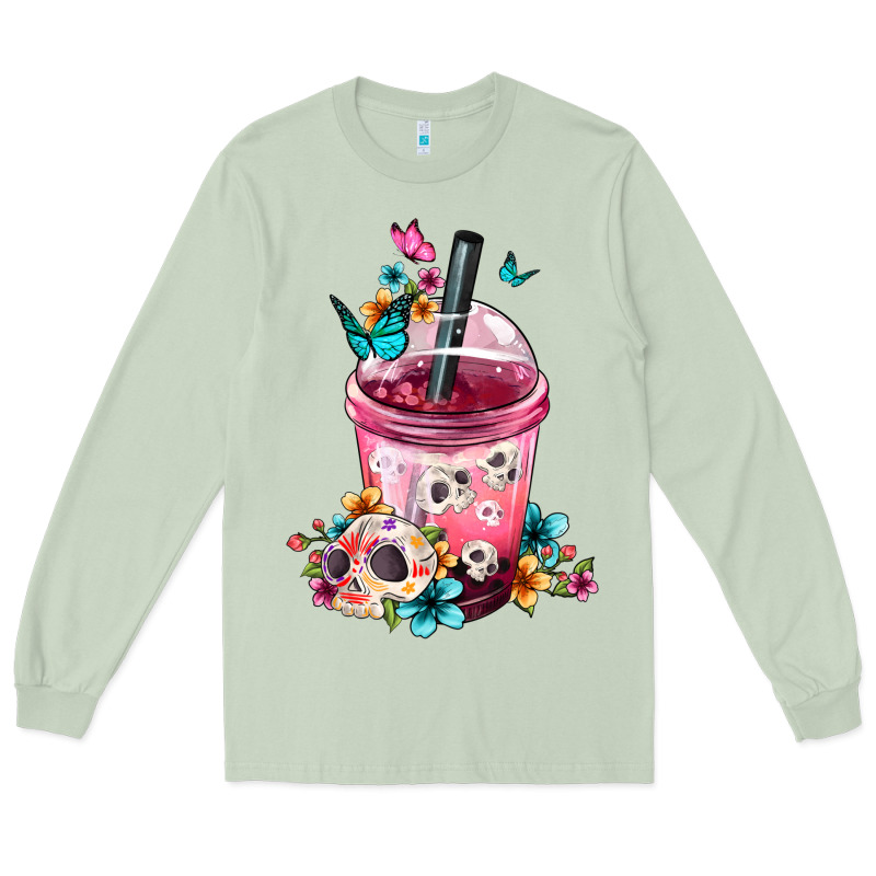 Mexican Day Of The Dead Skulls Coffee Cup Long Sleeve Tee by FaDigitalArtStudio | Teevron
