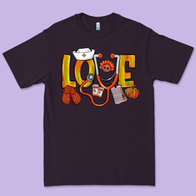 Thanksgiving Love Nurse Premium Tee Designed By Nancycooperartshop