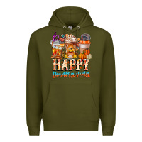Army Green happy thanksgiving Premium Hoodie - CowhideDigitalArt