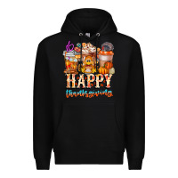 Black happy thanksgiving Premium Hoodie - CowhideDigitalArt
