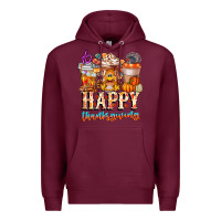 Burgundy happy thanksgiving Premium Hoodie - CowhideDigitalArt