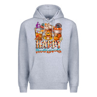 Heather Grey happy thanksgiving Premium Hoodie - CowhideDigitalArt