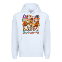 White happy thanksgiving Premium Hoodie - CowhideDigitalArt