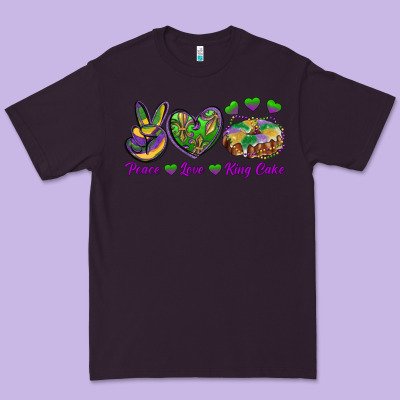 Peace Love Mardi Gras King Cake Premium Tee Designed By Ranaportraitstore