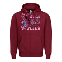 Burgundy with brave wings she flies Zipper Hoodie - BarkalooDesign