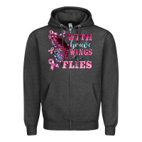 Charcoal Heather with brave wings she flies Zipper Hoodie - BarkalooDesign