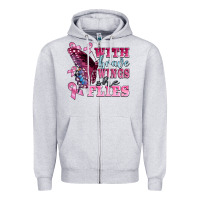 Heather Grey with brave wings she flies Zipper Hoodie - BarkalooDesign