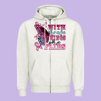 With Brave Wings She Flies Zipper Hoodie Designed By Barkaloodesign