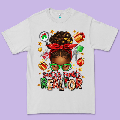 Santas Favorite Realtor Messy Bun Premium Tee Designed By Texasbilliewilder