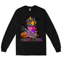 Black Horror Coffee Long Sleeve Tee - FaDigitalArtStudio