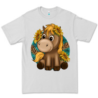 Dove Grey cute baby horse amd sunflowers Premium Tee - texasbilliewilder