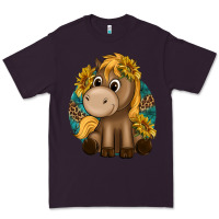 Plum cute baby horse amd sunflowers Premium Tee - texasbilliewilder