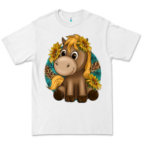 White cute baby horse amd sunflowers Premium Tee - texasbilliewilder