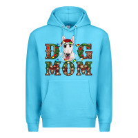 Ocean Blue Christmas Dog Mom Bull Terrier Premium Hoodie - RanaPortraitStore