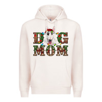 Pale Pink Christmas Dog Mom Bull Terrier Premium Hoodie - RanaPortraitStore