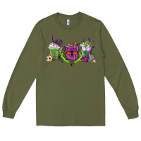 Army Green Halloween Coffee Cups Long Sleeve Tee - FaDigitalArtStudio