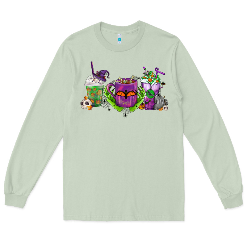 Halloween Coffee Cups Long Sleeve Tee by FaDigitalArtStudio | Teevron