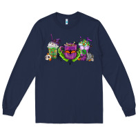 Navy Halloween Coffee Cups Long Sleeve Tee - FaDigitalArtStudio