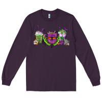 Plum Halloween Coffee Cups Long Sleeve Tee - FaDigitalArtStudio
