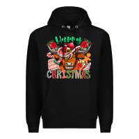 Black Happy Christmas Cow Premium Hoodie - CowhideDigitalArt