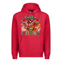 Cardinal Happy Christmas Cow Premium Hoodie - CowhideDigitalArt