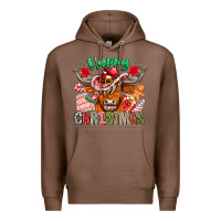Chestnut Happy Christmas Cow Premium Hoodie - CowhideDigitalArt