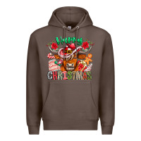 Coffee Happy Christmas Cow Premium Hoodie - CowhideDigitalArt