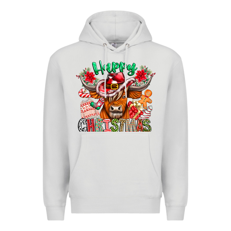 Happy Christmas Cow Premium Hoodie by CowhideDigitalArt | Teevron