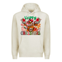 Oatmeal Heather Happy Christmas Cow Premium Hoodie - CowhideDigitalArt