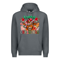 Rock Happy Christmas Cow Premium Hoodie - CowhideDigitalArt