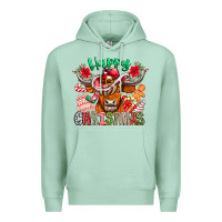Seafoam Happy Christmas Cow Premium Hoodie - CowhideDigitalArt