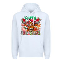 White Happy Christmas Cow Premium Hoodie - CowhideDigitalArt
