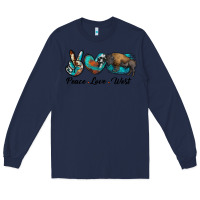 Navy peace love west bison Long Sleeve Tee - RanaPortraitStore
