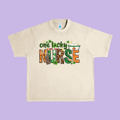 One Lucky Nurse With Elements St. Patricks Day Urban Heavy Tee Designed By Howdyjamesfarm