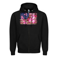 Black breast cancer american flag background Zipper Hoodie - BarkalooDesign