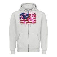 Dove Grey breast cancer american flag background Zipper Hoodie - BarkalooDesign