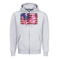 Heather Grey breast cancer american flag background Zipper Hoodie - BarkalooDesign