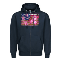 Navy breast cancer american flag background Zipper Hoodie - BarkalooDesign