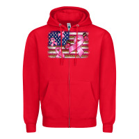 Red breast cancer american flag background Zipper Hoodie - BarkalooDesign