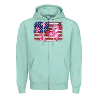 Seafoam breast cancer american flag background Zipper Hoodie - BarkalooDesign