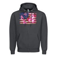 Smoke breast cancer american flag background Zipper Hoodie - BarkalooDesign