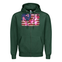 Sports Green breast cancer american flag background Zipper Hoodie - BarkalooDesign