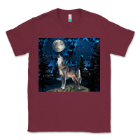 Burgundy wolf howling at the moon Classic Tee - TumblerDesignByShophia