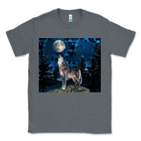 Charcoal Heather wolf howling at the moon Classic Tee - TumblerDesignByShophia